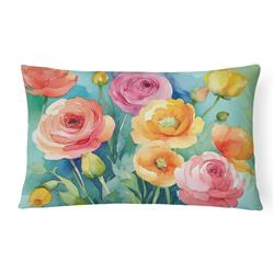 16 x 12 in. Unisex Ranunculus in Watercolor Fabric Decorative Pillow