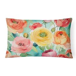 DAC1605PW1216 16 x 12 in. Unisex Ranunculus in Watercolor Fabric Decorative Pillow