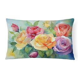 DAC1609PW1216 16 x 12 in. Unisex Roses in Watercolor Fabric Decorative Pillow