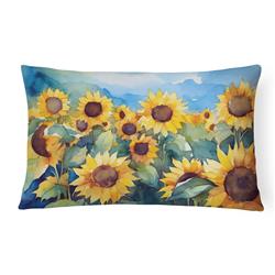 DAC1610PW1216 16 x 12 in. Unisex Sunflowers in Watercolor Fabric Decorative Pillow