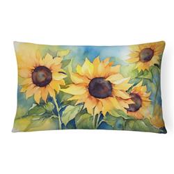 DAC1611PW1216 16 x 12 in. Unisex Sunflowers in Watercolor Fabric Decorative Pillow