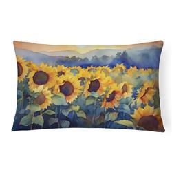 DAC1614PW1216 16 x 12 in. Unisex Sunflowers in Watercolor Fabric Decorative Pillow