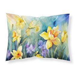 20.5 x 30 in. Unisex Daffodils in Watercolor Fabric Standard Pillowcase