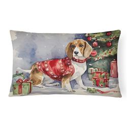 16 x 12 in. Unisex Beagle Christmas Fabric Decorative Pillow