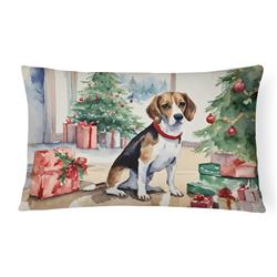 16 x 12 in. Unisex Beagle Christmas Fabric Decorative Pillow