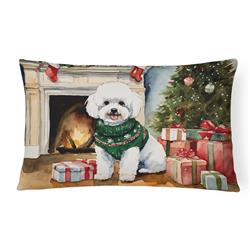 16 x 12 in. Unisex Bichon Frise Christmas Fabric Decorative Pillow