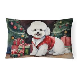 16 x 12 in. Unisex Bichon Frise Christmas Fabric Decorative Pillow