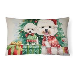 16 x 12 in. Unisex Bichon Frise Christmas Fabric Decorative Pillow