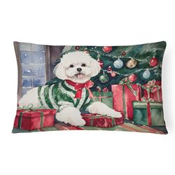 16 x 12 in. Unisex Bichon Frise Christmas Fabric Decorative Pillow