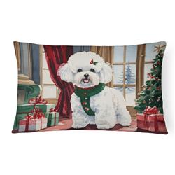 16 x 12 in. Unisex Bichon Frise Christmas Fabric Decorative Pillow