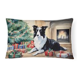 16 x 12 in. Unisex Border Collie Christmas Fabric Decorative Pillow