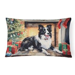 16 x 12 in. Unisex Border Collie Christmas Fabric Decorative Pillow