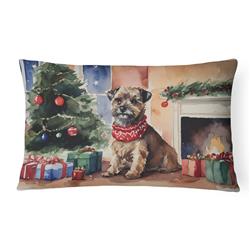 16 x 12 in. Unisex Border Terrier Christmas Fabric Decorative Pillow