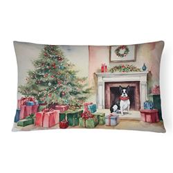 16 x 12 in. Unisex Boston Terrier Christmas Fabric Decorative Pillow