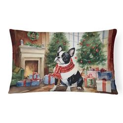16 x 12 in. Unisex Boston Terrier Christmas Fabric Decorative Pillow