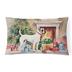 16 x 12 in. Unisex White Boxer Christmas Fabric Decorative Pillow