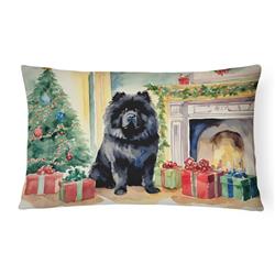 16 x 12 in. Unisex Black Chow Chow Christmas Fabric Decorative Pillow