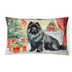 16 x 12 in. Unisex Black Chow Chow Christmas Fabric Decorative Pillow