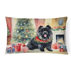 16 x 12 in. Unisex Black Chow Chow Christmas Fabric Decorative Pillow