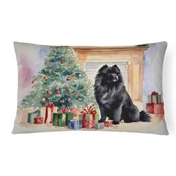 16 x 12 in. Unisex Black Chow Chow Christmas Fabric Decorative Pillow