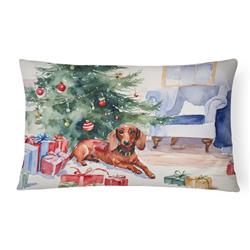 16 x 12 in. Unisex Dachshund Christmas Fabric Decorative Pillow
