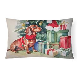16 x 12 in. Unisex Dachshund Christmas Fabric Decorative Pillow