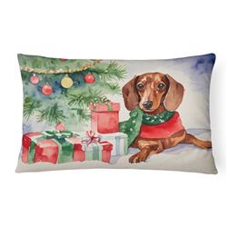 16 x 12 in. Unisex Dachshund Christmas Fabric Decorative Pillow