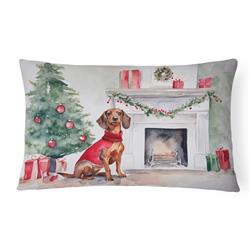 16 x 12 in. Unisex Dachshund Christmas Fabric Decorative Pillow