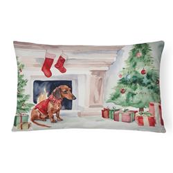 16 x 12 in. Unisex Dachshund Christmas Fabric Decorative Pillow