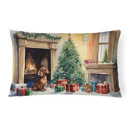 16 x 12 in. Unisex Dachshund Christmas Fabric Decorative Pillow
