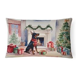 16 x 12 in. Unisex Doberman Pinscher Christmas Fabric Decorative Pillow