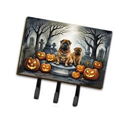 9 x 6 in. Unisex Shar Pei Spooky Halloween Leash or Key Holder