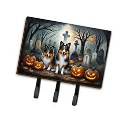 9 x 6 in. Unisex Sheltie Spooky Halloween Leash or Key Holder