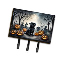 9 x 6 in. Unisex Black Pug Spooky Halloween Leash or Key Holder