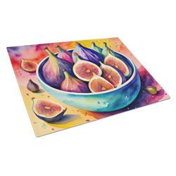 15 x 12 in. Unisex Colorful Figs Glass Cutting Board - Large