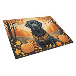 15 x 12 in. Unisex Black Labrador Retriever Fall Glass Cutting Board - Large