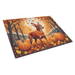 DAC1058LCB 15 x 12 in. Unisex Red Miniature Pinscher Fall Glass Cutting Board - Large