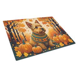 15 x 12 in. Unisex Norwich Terrier Fall Glass Cutting Board - Large