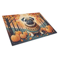 DAC1065LCB 15 x 12 in. Unisex Fawn Pug Fall Glass Cutting Board - Large