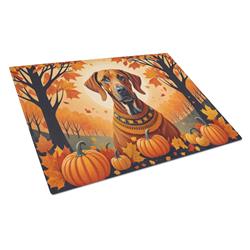 15 x 12 in. Unisex Rhodesian Ridgeback Fall Glass Cutting Board - Large