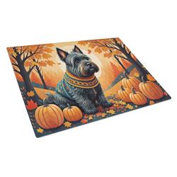 15 x 12 in. Unisex Scottish Terrier Fall Glass Cutting Board - Large