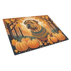 15 x 12 in. Unisex Shar Pei Fall Glass Cutting Board - Large