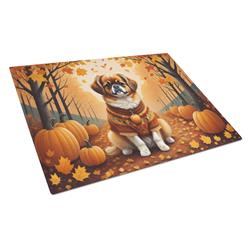 15 x 12 in. Unisex Tibetan Spaniel Fall Glass Cutting Board - Large