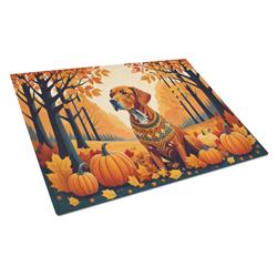 15 x 12 in. Unisex Vizsla Fall Glass Cutting Board - Large