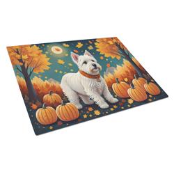 15 x 12 in. Unisex Westie Fall Glass Cutting Board - Large