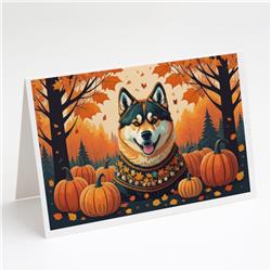 DAC1005GCA7P 5 x 7 in. Akita Fall Greeting Cards & Envelopes - Pack of 8