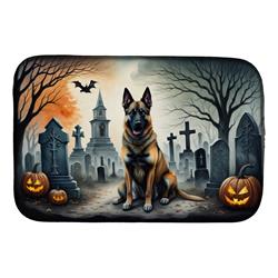 21 x 14 in. Unisex Belgian Malinois Spooky Halloween Dish Drying Mat