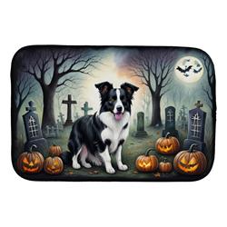 21 x 14 in. Unisex Border Collie Spooky Halloween Dish Drying Mat