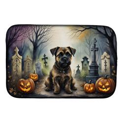 21 x 14 in. Unisex Border Terrier Spooky Halloween Dish Drying Mat