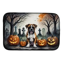 21 x 14 in. Unisex Boxer Spooky Halloween Dish Drying Mat